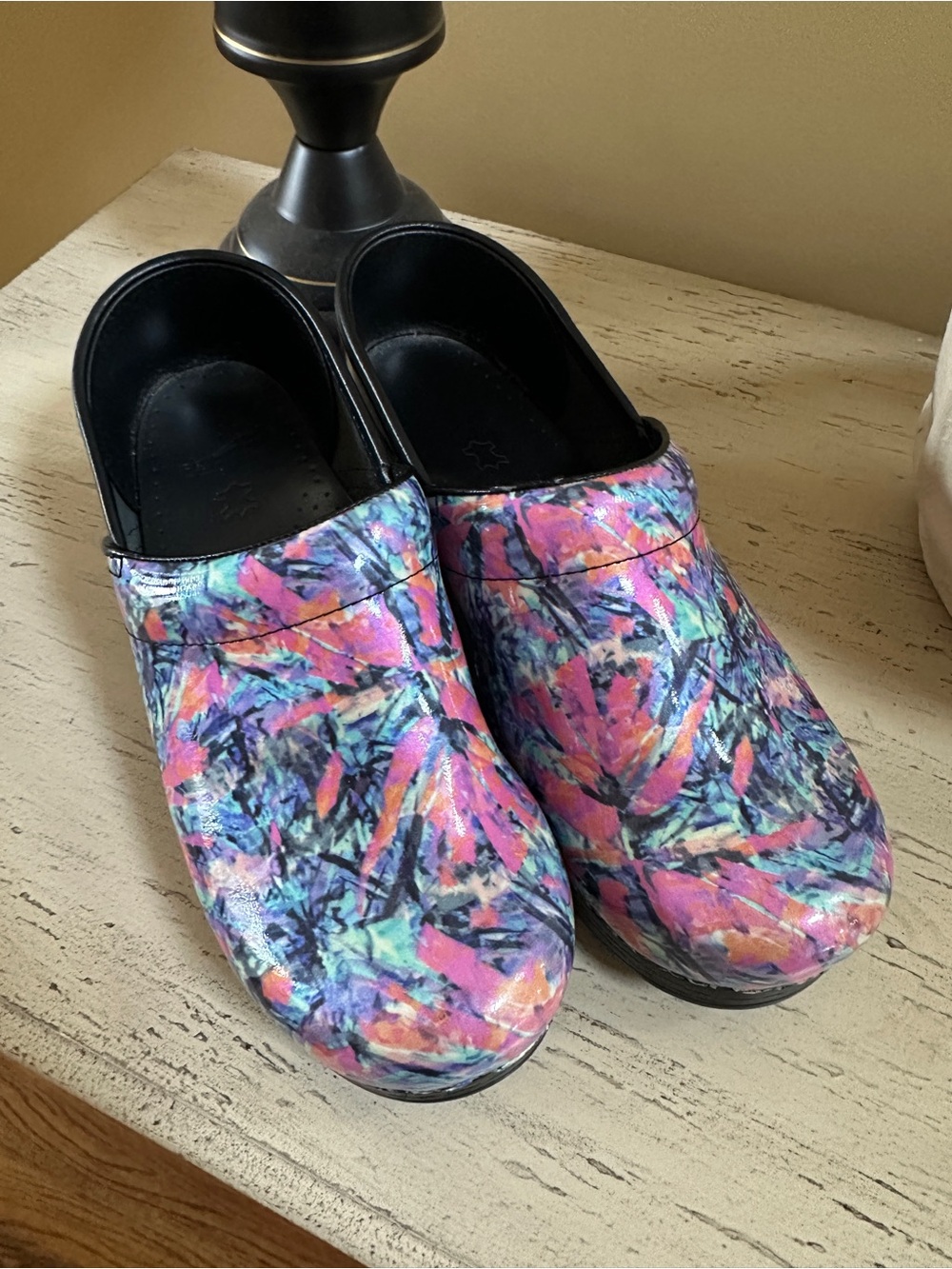 Dansko Professional Color Burst Patent Clogs Shoes Work New
